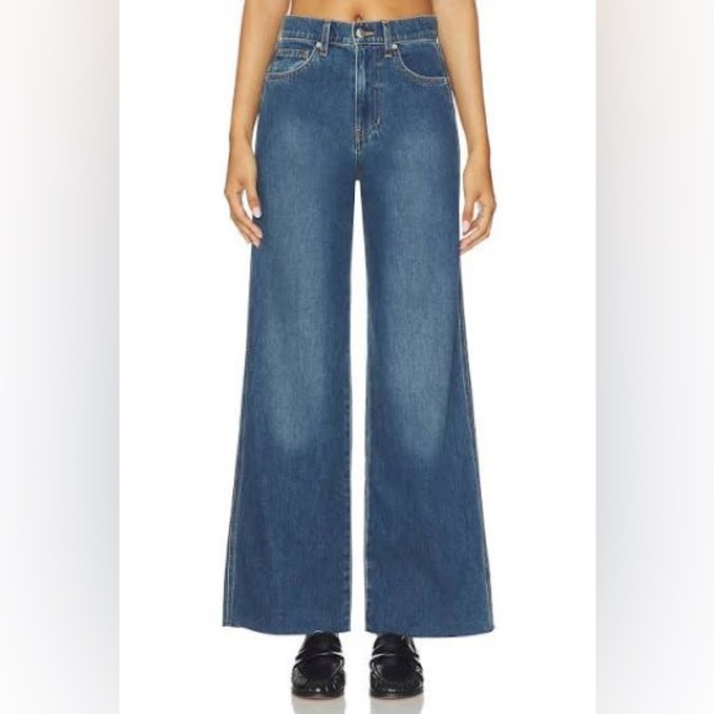 Veronica Beard Wide Leg Flare Jeans in Medium Blue